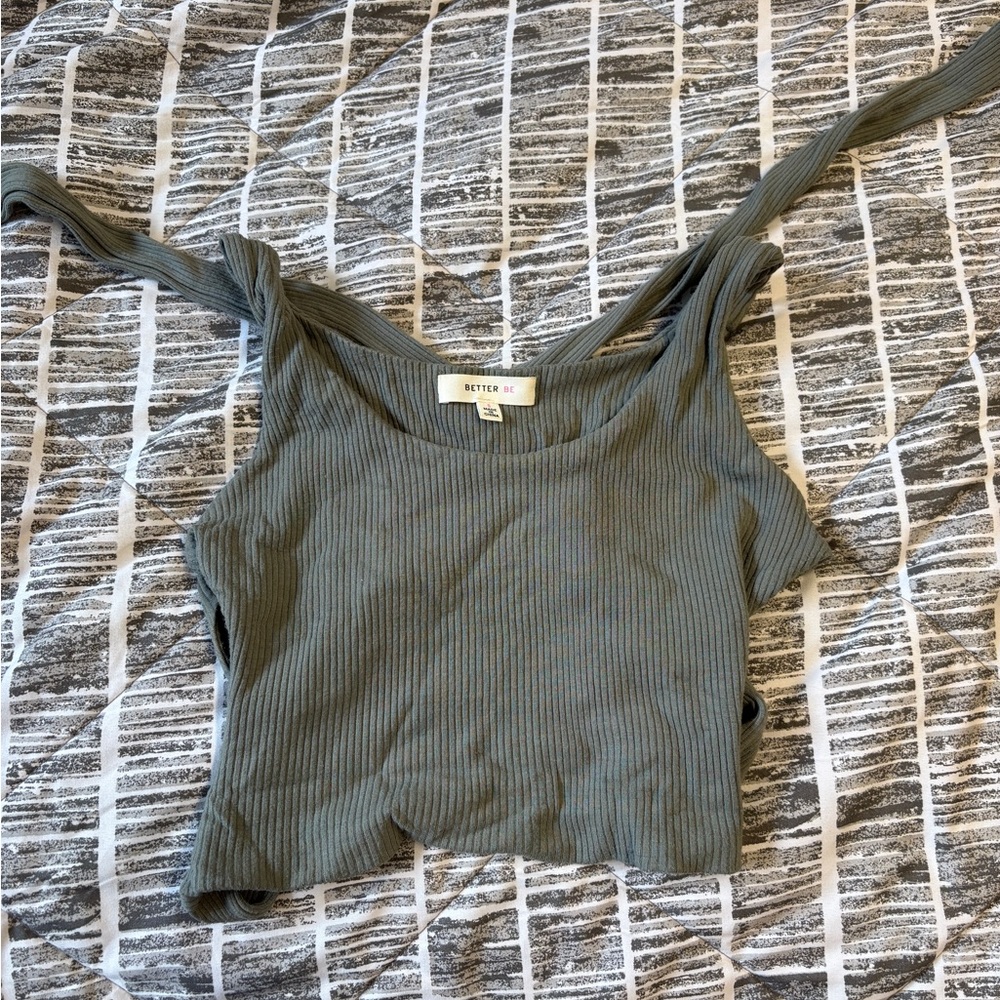 Better Be Sage Ribbed Crop Top